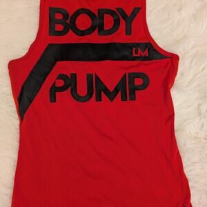Womens Workout Fitness Les Mills Reebok Body Pump Red Shirt - XS